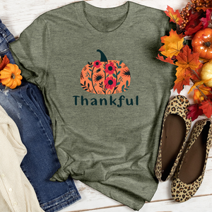 Thankful Pumpkin Flower Patch Heathered Tee