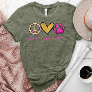 Peace Love Paws Heathered Tee