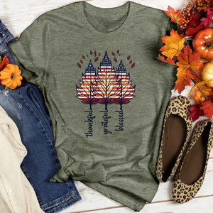 Retro Bonfire Leaf Ensemble Heathered Tee