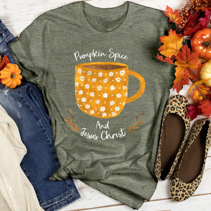 Pumpkin Spice and Jesus Christ Heathered Tee