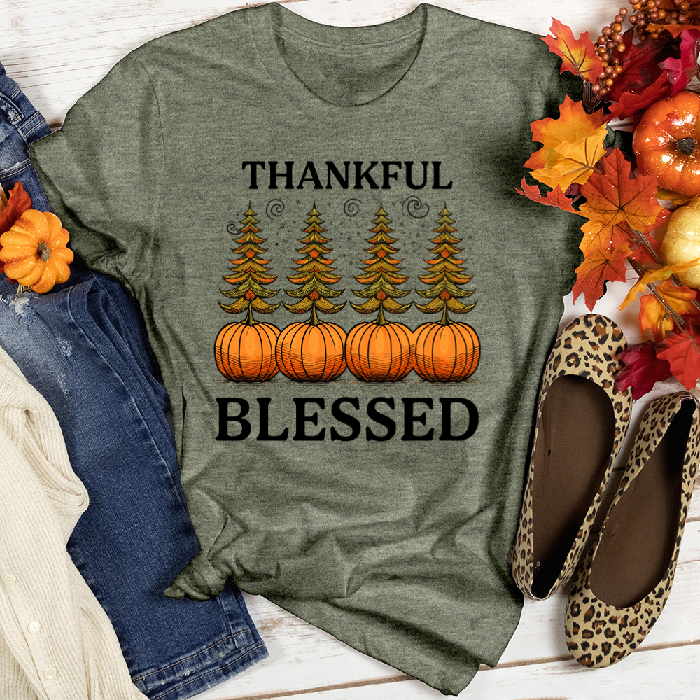 Autumn Pine Trees Heathered Tee