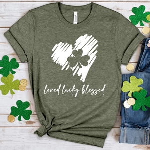 Loved Blessed Heart Heathered Tee