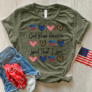 God Bless Heart Pattern Heathered Tee