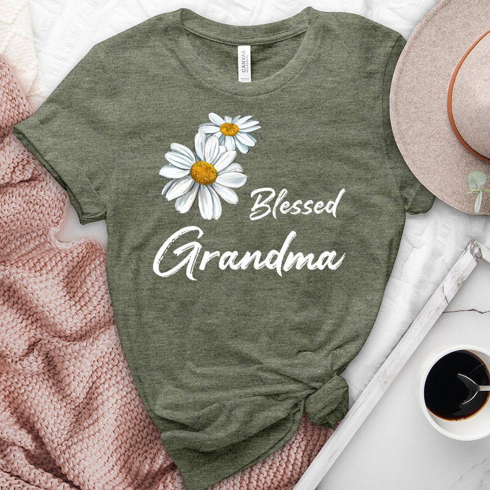 Blessed Grandma Daisy Heathered Tee