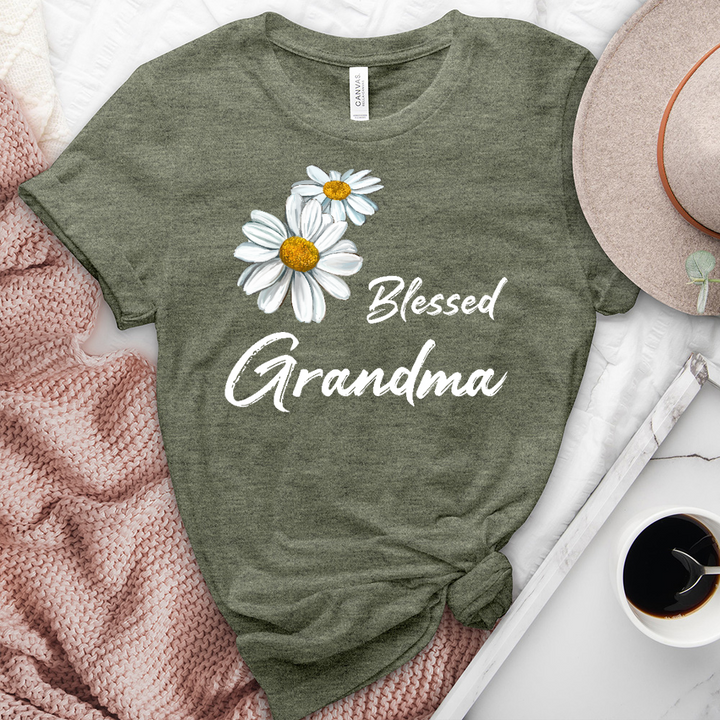 Blessed Grandma Daisy Heathered Tee