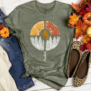 Thankful Pine Trees Circle Heathered Tee