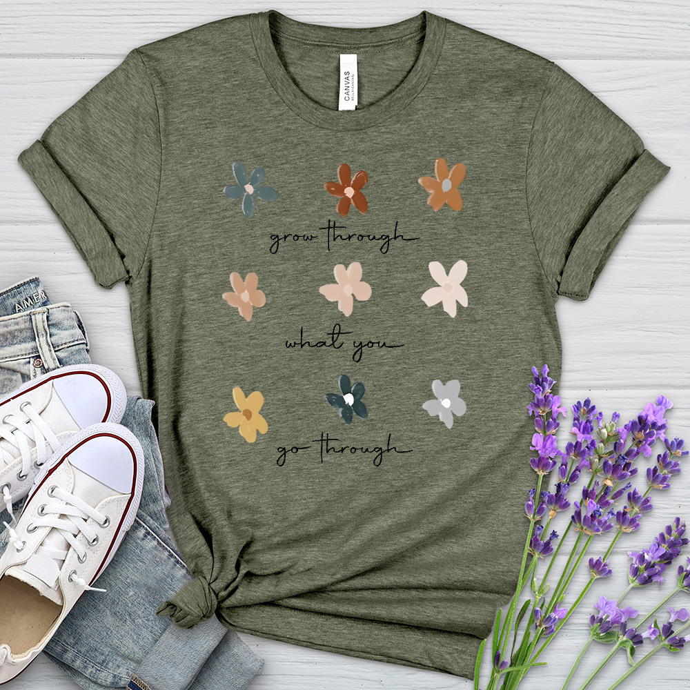 Grow Through Flower Pattern Heathered Tee