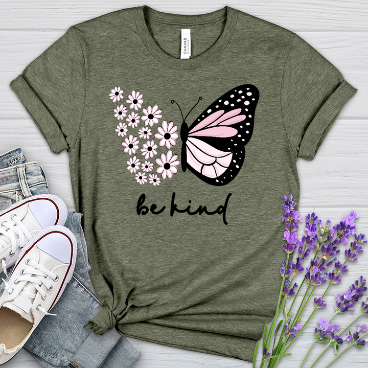 Be Kind Sunflower Butterfly Heathered Tee
