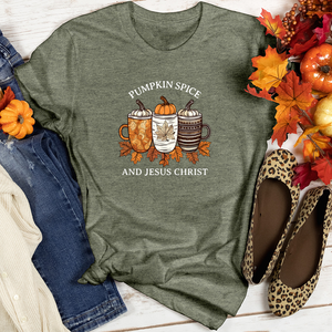 Vintage Pumpkin Spice Trio Coffee Cups Heathered Tee