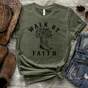 Walk By Faith Boots Heathered Tee