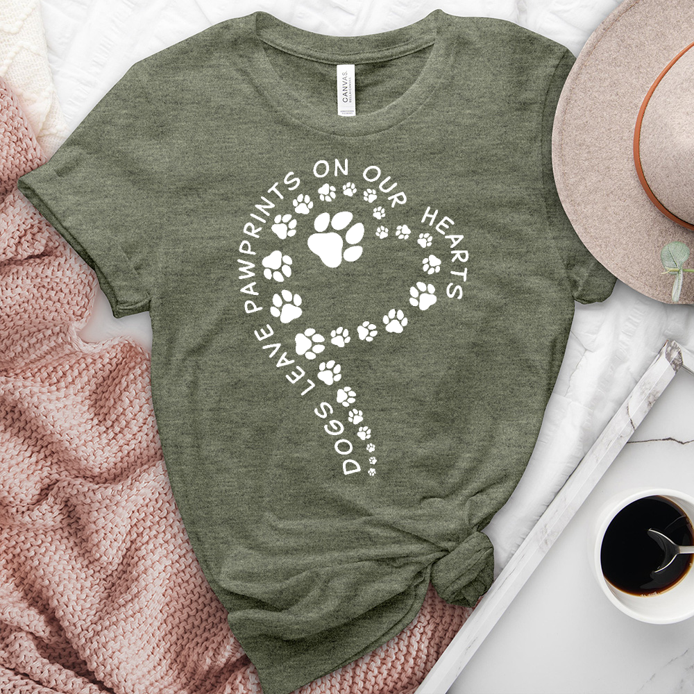 On our Hearts Paw Print Heathered Tee
