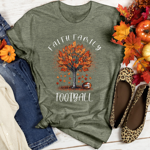 Faith Family Football Foliage Heathered Tee