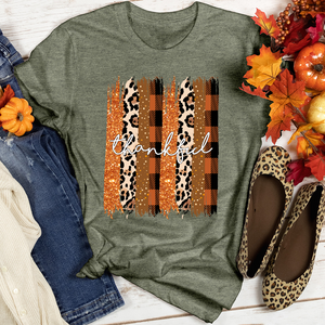 Thankful Watercolor Stripes Heathered Tee