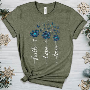 Faith Hope Love Floral V5 Heathered Tee