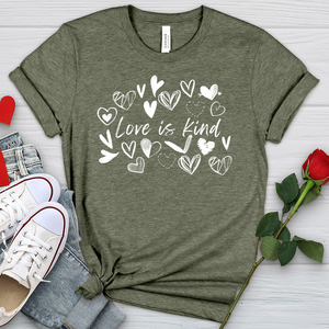 Love Is Kind Scattered Hearts Heathered Tee