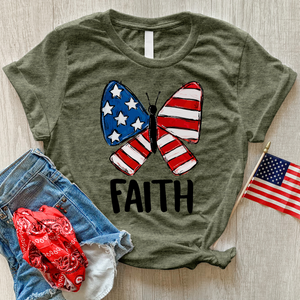 USA Faith Butterfly Heathered Tee