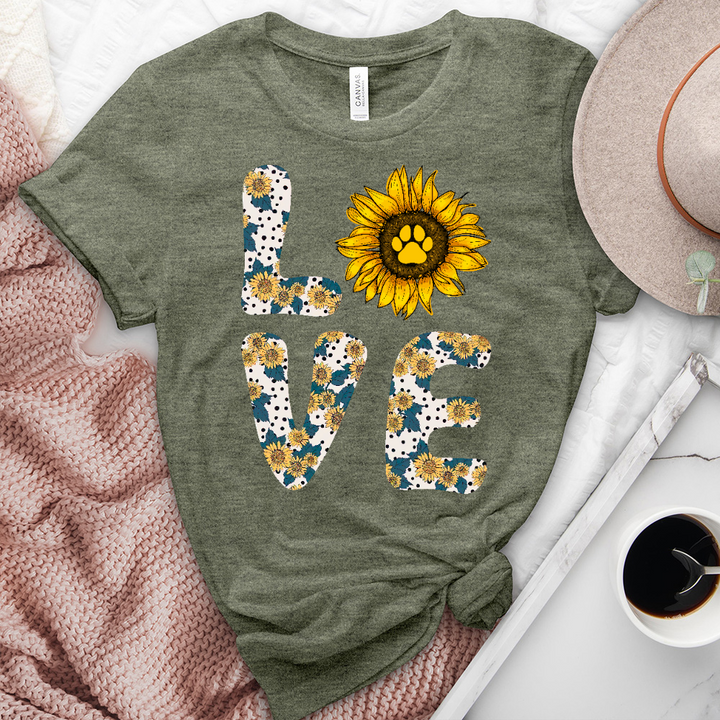 Love Floral Paw Print Heathered Tee