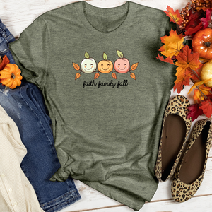 Pastel Leaf Pumpkin Trio Heathered Tee