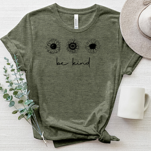 Be Kind Sunflower Pattern Heathered Tee