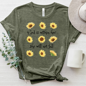 She Will Not Fall Sunflower Heathered Tee