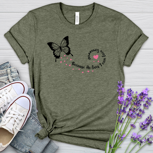 Because He Lives Butterfly Heathered Tee