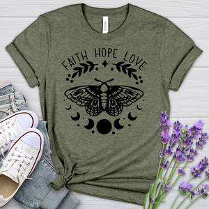 Faith Hope Love Dragonfly Heathered Tee