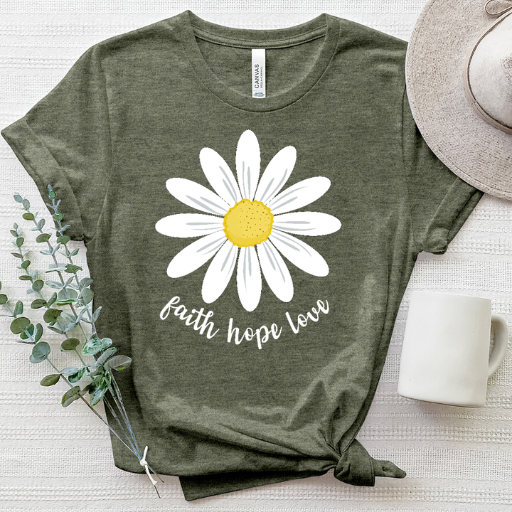 Faith Hope Love Summer Daisy Heathered Tee