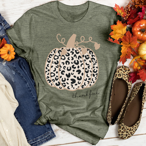 Thankful Leopard Pumpkin Heathered Tee