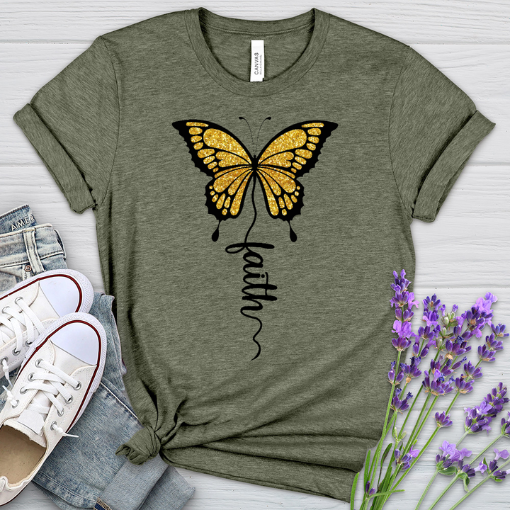 Gold Faith Butterfly Heathered Tee