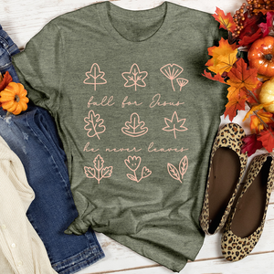 Fall For Jesus Leaf Pattern Heathered Tee