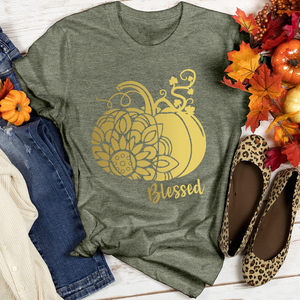 Blessed Gold Sunflower Pumpkin Heathered Tee