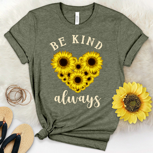 Be Kind Always Flower Heart Heathered Tee