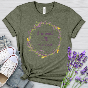 It Is Well Lavender Wreath Heathered Tee