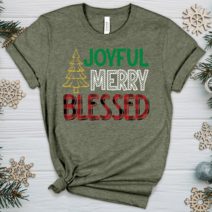 Joyful Merry Blessed Colored Heathered Tee