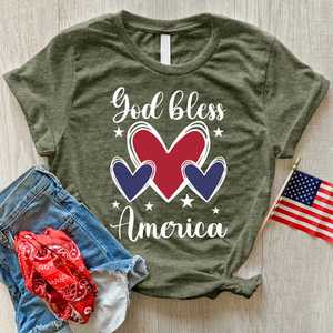 God Bless Hearts Heathered Tee