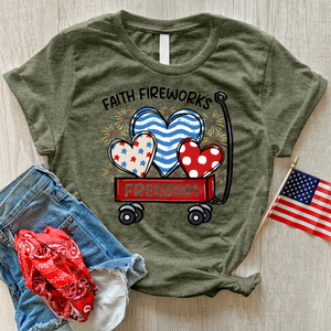 Faith Fireworks Freedom Cart Heathered Tee