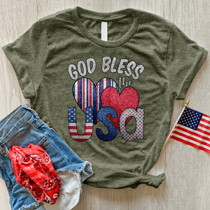 God Bless USA Sparkling Heathered Tee