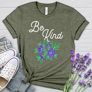 Be Kind Purple Flowers Heathered Tee