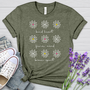 Kind Heart White Daisies Heathered Tee