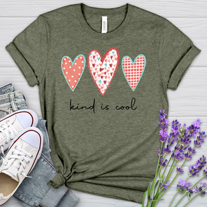 Kind Is Cool Pink Hearts Heathered Tee