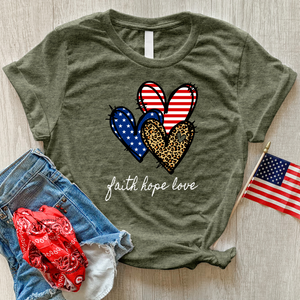 Faith Hope Love Pattern Hearts Heathered Tee