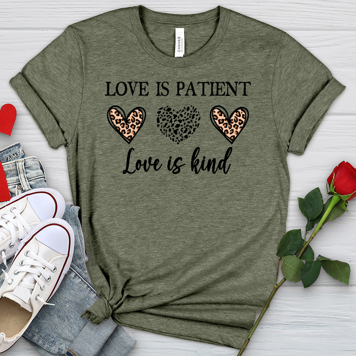 Love Is Patient 3 Hearts Heathered Tee