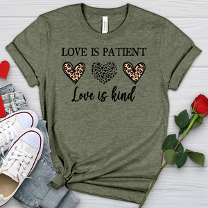 Love Is Patient 3 Hearts Heathered Tee