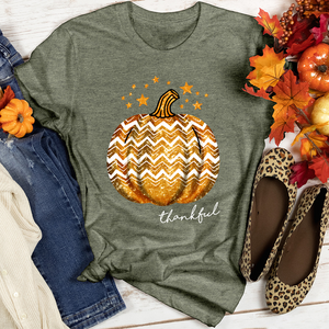 Thankful Retro Pumpkin Sparkle Heathered Tee