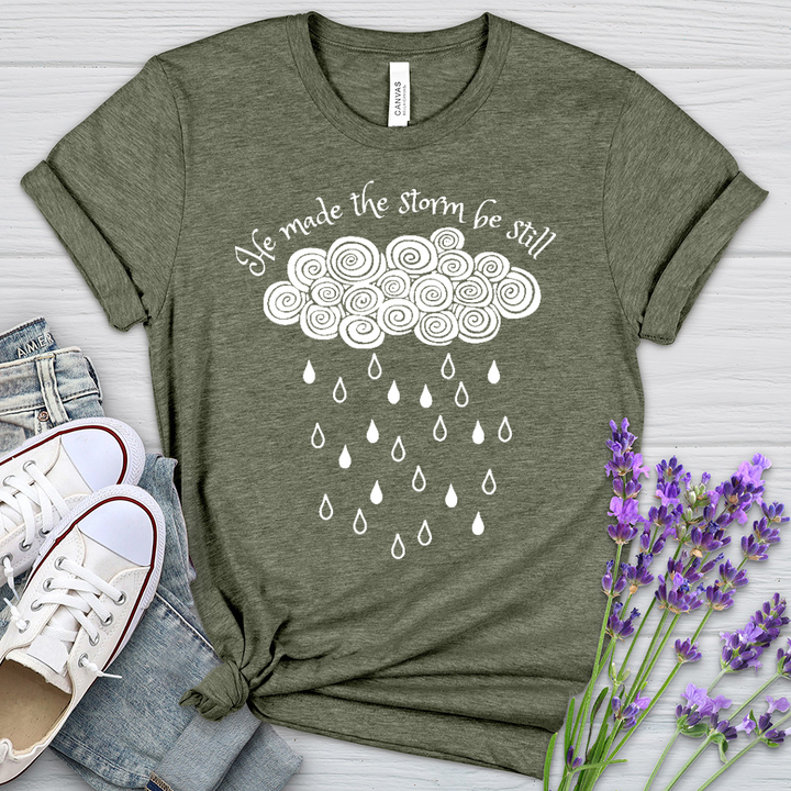 He Made The Storm Heathered Tee