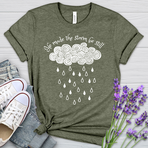 He Made The Storm Heathered Tee