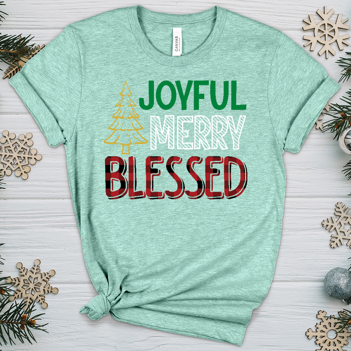 Joyful Merry Blessed Colored Heathered Tee