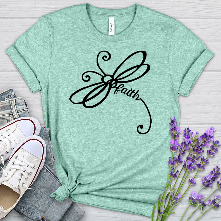 Faith Dragonfly Word Art Heathered Tee