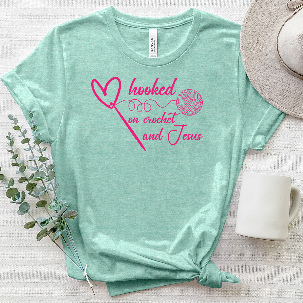 Hooked on Jesus Heathered Tee