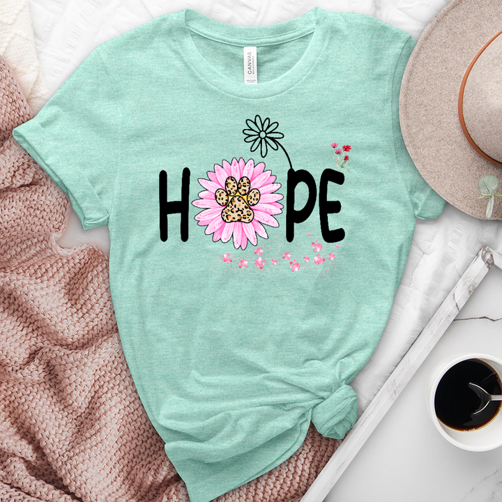 Hope Flower Paw Print Heathered Tee